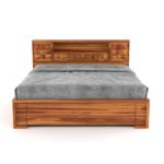 Kunjal Furniture Solid Sheesham Wood - Flyding Diamond Carved | Natural | King - Image 3