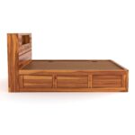 Kunjal Furniture Solid Sheesham Wood - Flyding Diamond Carved | Natural | King - Image 4