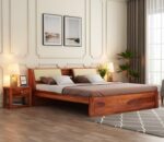 Kunjal Furniture Solid Sheesham - Flyding Arbor Without Storage | Honey | Queen
