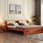 Kunjal Furniture Solid Sheesham - Flyding Arbor Without Storage | Honey | Queen