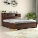 Kunjal Furniture Solid Sheesham Wood - Flyding Diamond Carved | Walnut | King