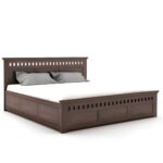 Kunjal Furniture Solid Sheesham Wood Bed with - Flyding Kuber | Walnut | King - Image 2