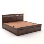 Kunjal Furniture Solid Sheesham Wood Bed with - Flyding Kuber | Walnut | King - Image 6