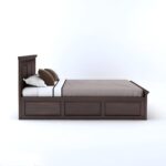 Kunjal Furniture Solid Sheesham Wood Bed with - Flyding Kuber | Walnut | Queen - Image 3