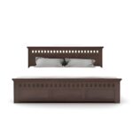 Kunjal Furniture Solid Sheesham Wood Bed with - Flyding Kuber | Walnut | Queen - Image 4