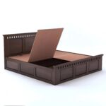 Kunjal Furniture Solid Sheesham Wood Bed with - Flyding Kuber | Walnut | Queen - Image 6