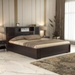 Kunjal Furniture Solid Sheesham Wood Bed with - Flyding | Walnut | Queen