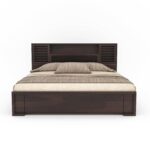 Kunjal Furniture Solid Sheesham Wood Bed with - Flyding | Walnut | Queen - Image 3