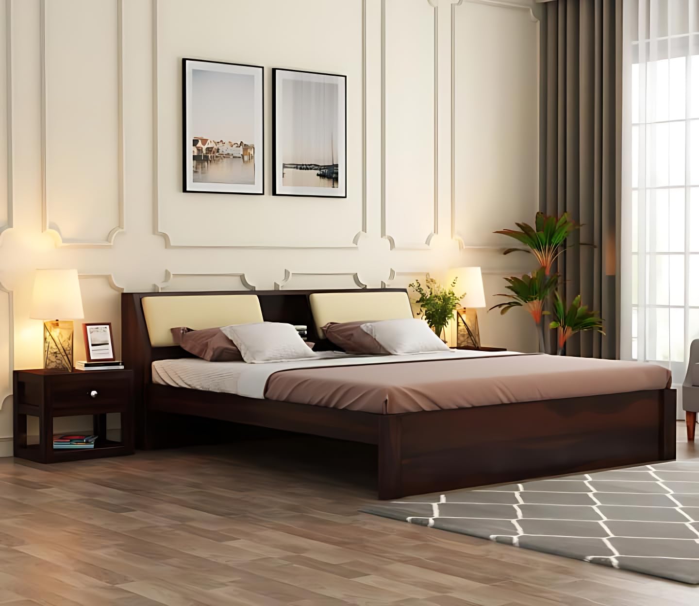 61uFgVsWDRL-1.jpg Kunjal Furniture Solid - Flyding Cacoon Without Storage | Honey | Queen - Image 1