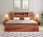 Kunjal Furniture Solid Sheesham Wood Bed - Flyding 4-Drawer | Natural | Queen - Image 2