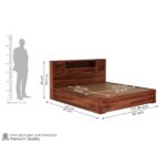 Kunjal Furniture Solid Sheesham Wood Bed - Flyding 4-Drawer | Natural | Queen - Image 4