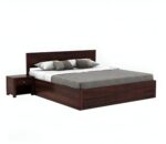 Kunjal Furniture Hydraulic Wooden Bed with - Walnut Finish | Walnut | King - Image 4