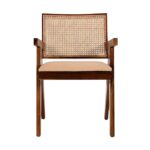 Kunjal Furniture Solid Wood Cane Arm Chair - Brown & | Beige | 55D x 50W x 76H - Image 6