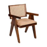 Kunjal Furniture Solid Wood Cane Arm Chair - Brown & | Beige | 55D x 50W x 76H - Image 5
