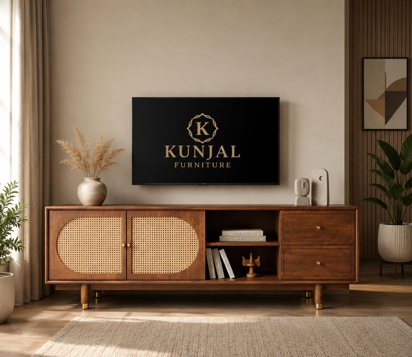71F4IreUADL-1.jpg Kunjal Furniture Solid Pahadi Sheesham Wood TV Unit | Solid Wood Furniture - Image 1