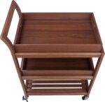 Kunjal Furniture Solid Wood 3-Tier Serving Trolley Cart with Wheels - Mahogany - Image 2