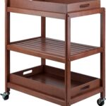 Kunjal Furniture Solid Wood 3-Tier Serving Trolley Cart with Wheels - Mahogany - Image 3