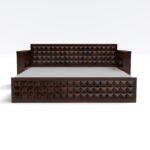 Kunjal Furniture Solid Sheesham Wood Sofa Cum Bed with - Walnut | Diamond - Image 3