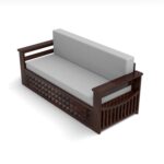 Kunjal Furniture Solid Sheesham Wood Sofa Cum Bed with - Walnut | Diamond - Image 4