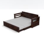 Kunjal Furniture Solid Sheesham Wood Sofa Cum Bed with - Walnut | Diamond - Image 5