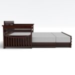 Kunjal Furniture Solid Sheesham Wood Sofa Cum Bed with - Walnut | Diamond - Image 6