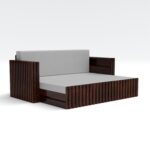 Kunjal Furniture Solid Sheesham Wood Sofa Cum Bed with - Walnut | American - Image 3