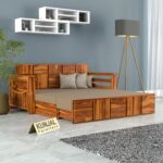 Kunjal Furniture Solid Sheesham Wood Sofa Cum Bed with Storage for Living Room