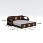 Kunjal Furniture Solid Sheesham Wood Sofa Cum Bed with - Walnut | Round Cane - Image 2