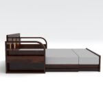 Kunjal Furniture Solid Sheesham Wood Sofa Cum Bed with - Walnut | Round Cane - Image 3