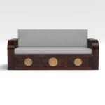 Kunjal Furniture Solid Sheesham Wood Sofa Cum Bed with - Walnut | Round Cane - Image 5