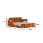 Kunjal Furniture Solid Sheesham Wood Sofa Cum Bed - Natural+Grey | Contemporary - Image 2