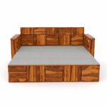 Kunjal Furniture Solid Sheesham Wood Sofa Cum Bed - Natural+Grey | Contemporary - Image 3