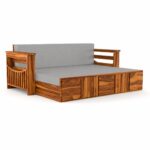 Kunjal Furniture Solid Sheesham Wood Sofa Cum Bed - Natural+Grey | Contemporary - Image 4