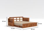 Kunjal Furniture Solid Sheesham Wood Sofa Cum Bed with - Natural | Europian - Image 2