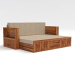 Kunjal Furniture Solid Sheesham Wood Sofa Cum Bed with - Natural | Europian - Image 3