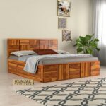 Kunjal Furniture Solid Sheesham Wood Bed - Flyding Minimilist | Natural | King