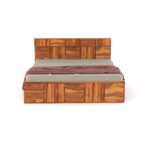 Kunjal Furniture Solid Sheesham Wood Bed - Flyding Minimilist | Natural | King - Image 3