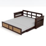 Kunjal Furniture Solid Sheesham Wood Sofa Cum Bed with - Walnut | Modern - Image 3