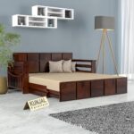 Kunjal Furniture Solid Sheesham Wood Sofa Cum Bed with Storage for - Beige