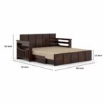 Kunjal Furniture Solid Sheesham Wood Sofa Cum Bed with Storage for - Beige - Image 2