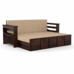 Kunjal Furniture Solid Sheesham Wood Sofa Cum Bed with Storage for - Beige - Image 4