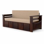 Kunjal Furniture Solid Sheesham Wood Sofa Cum Bed with Storage for - Beige - Image 5