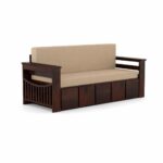 Kunjal Furniture Solid Sheesham Wood Sofa Cum Bed with Storage for - Beige - Image 6