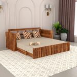 Kunjal Furniture Solid Sheesham Wood Sofa Cum Bed with - Natural | American