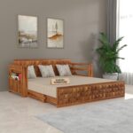 Kunjal Furniture Solid Sheesham Wood Sofa Cum Bed with - Natural | Diamond