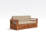 Kunjal Furniture Solid Sheesham Wood Sofa Cum Bed with - Natural | Diamond - Image 3