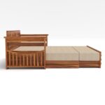 Kunjal Furniture Solid Sheesham Wood Sofa Cum Bed with - Natural | Diamond - Image 4