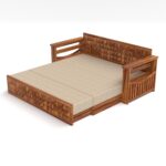 Kunjal Furniture Solid Sheesham Wood Sofa Cum Bed with - Natural | Diamond - Image 6