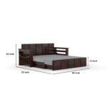Kunjal Furniture Solid Sheesham Wood Sofa Cum Bed with - Walnut | Contemporary - Image 2