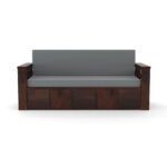Kunjal Furniture Solid Sheesham Wood Sofa Cum Bed with - Walnut | Contemporary - Image 3